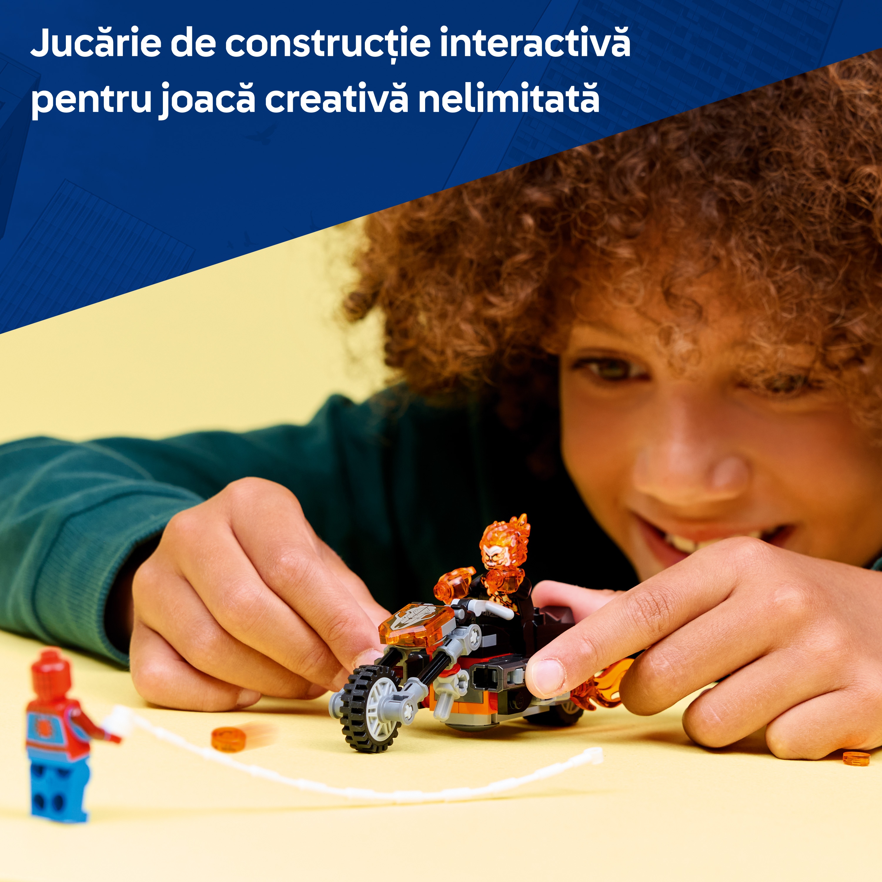 LEGO Marvel: Omul Paianjen vs Calaretul fantoma pe motocicleta 76335, 6 ani+, 72 piese