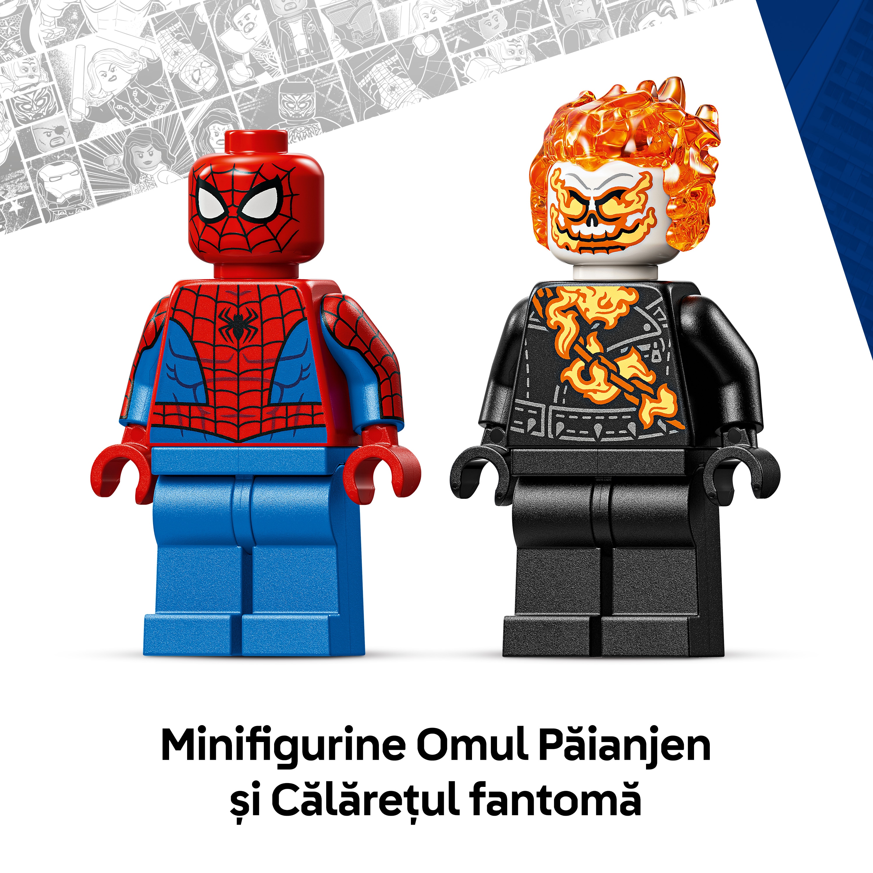 LEGO Marvel: Omul Paianjen vs Calaretul fantoma pe motocicleta 76335, 6 ani+, 72 piese