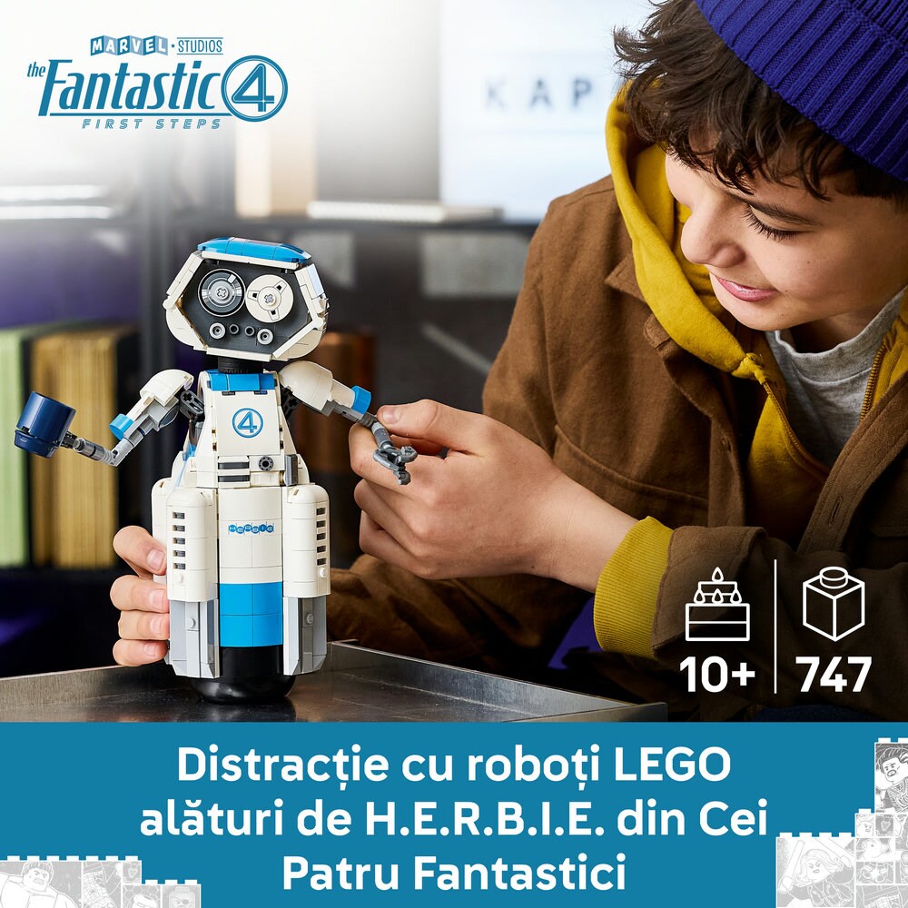 LEGO Super Heroes: Cei 4 Fantastici H.E.R.B.I.E. 76339, 10 ani+, 747 piese