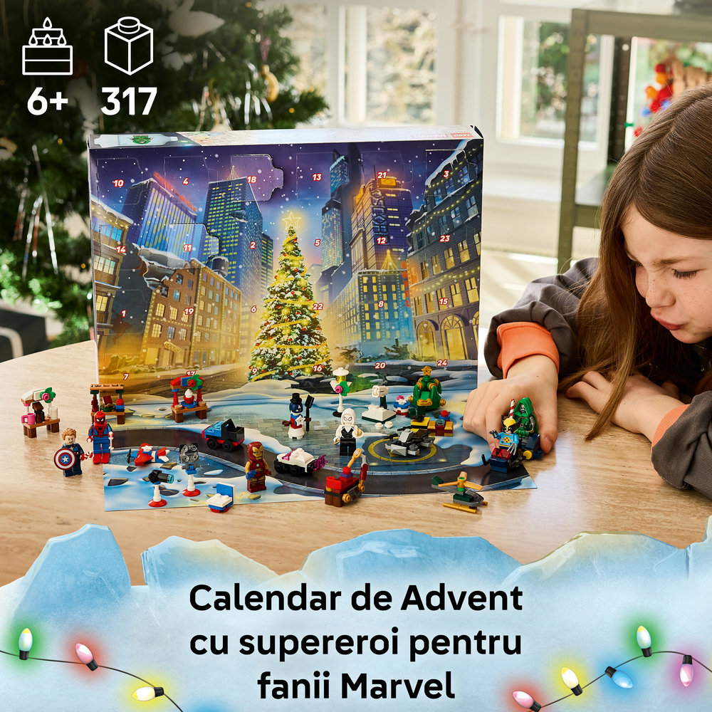 LEGO Marvel: Calendar de advent 2026 76340, 6 ani+, 317 piese