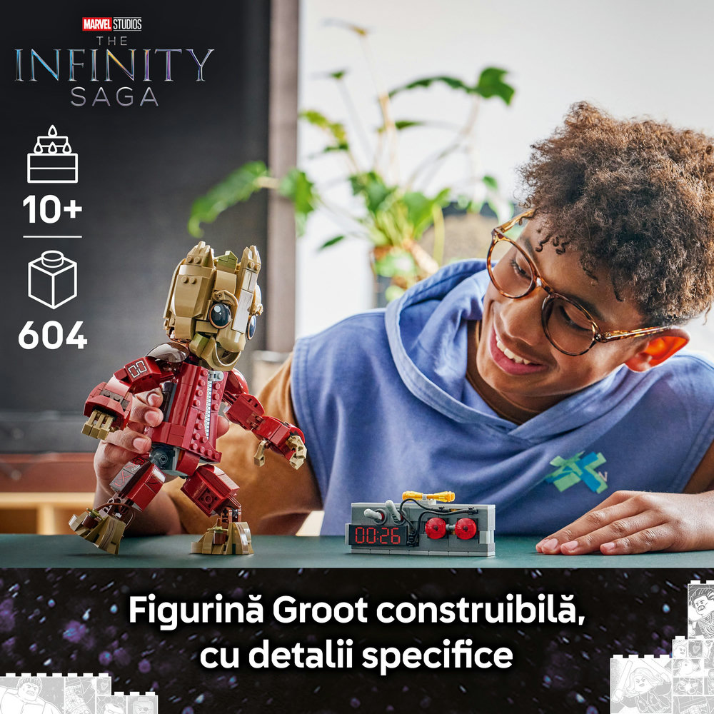 LEGO Super Heroes: Groot in uniforma Ravager 76341, 10 ani+, 604 piese