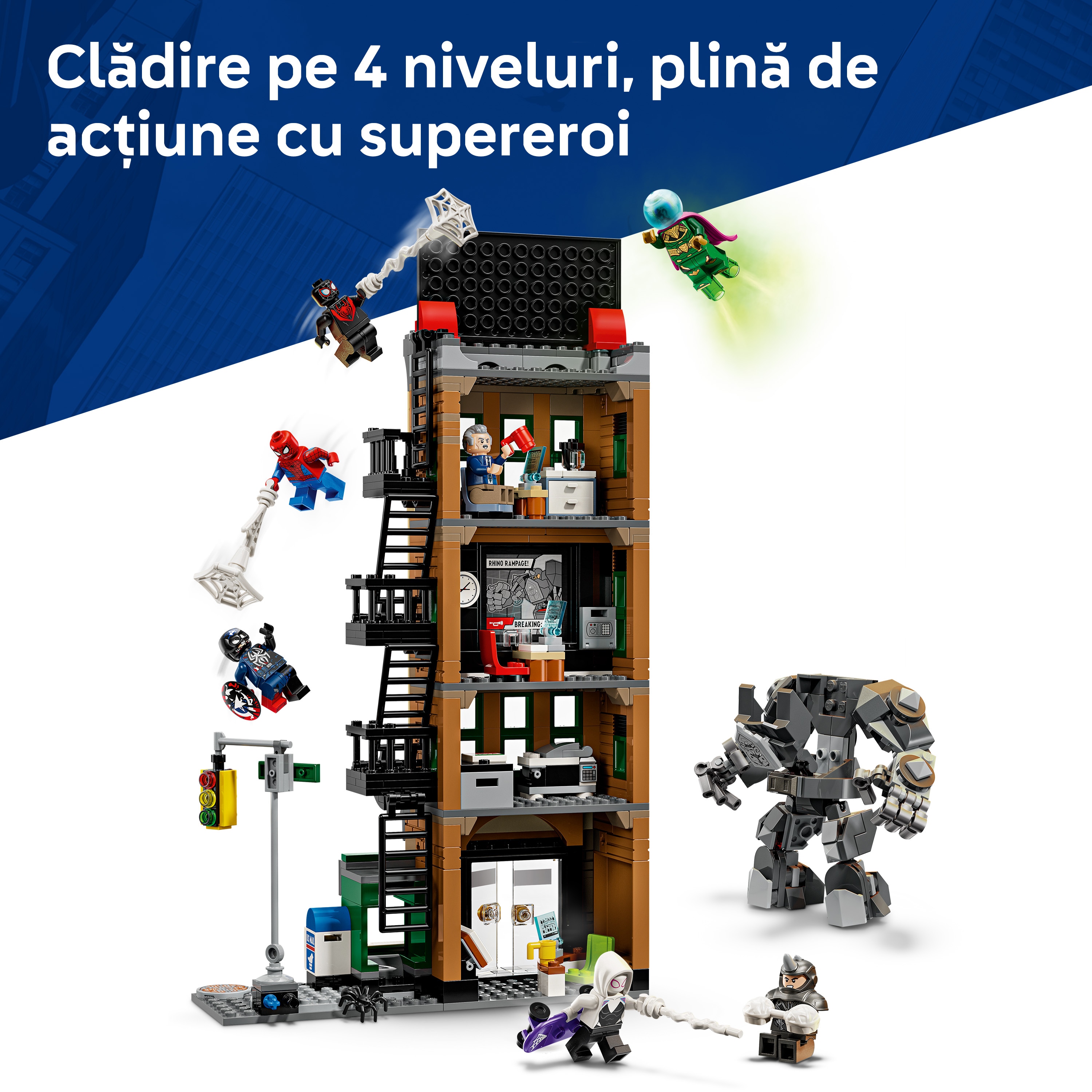 LEGO Marvel: Omul Paianjen vs Mysterio - Daily Bugle 76342, 10 ani+, 781 piese