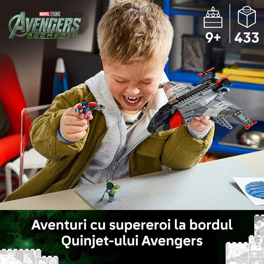 LEGO Marvel: Avengers - Doomsday Quinjet 76347, 9 ani+, 433 piese