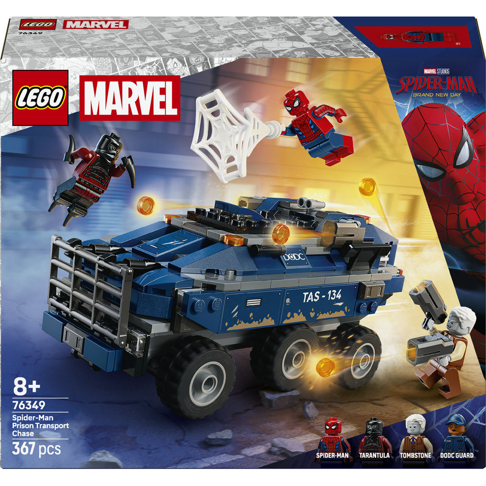 LEGO Marvel: Urmarire cu Omul Paianjen si masina inchisorii 76349, 8 ani+, 367 piese
