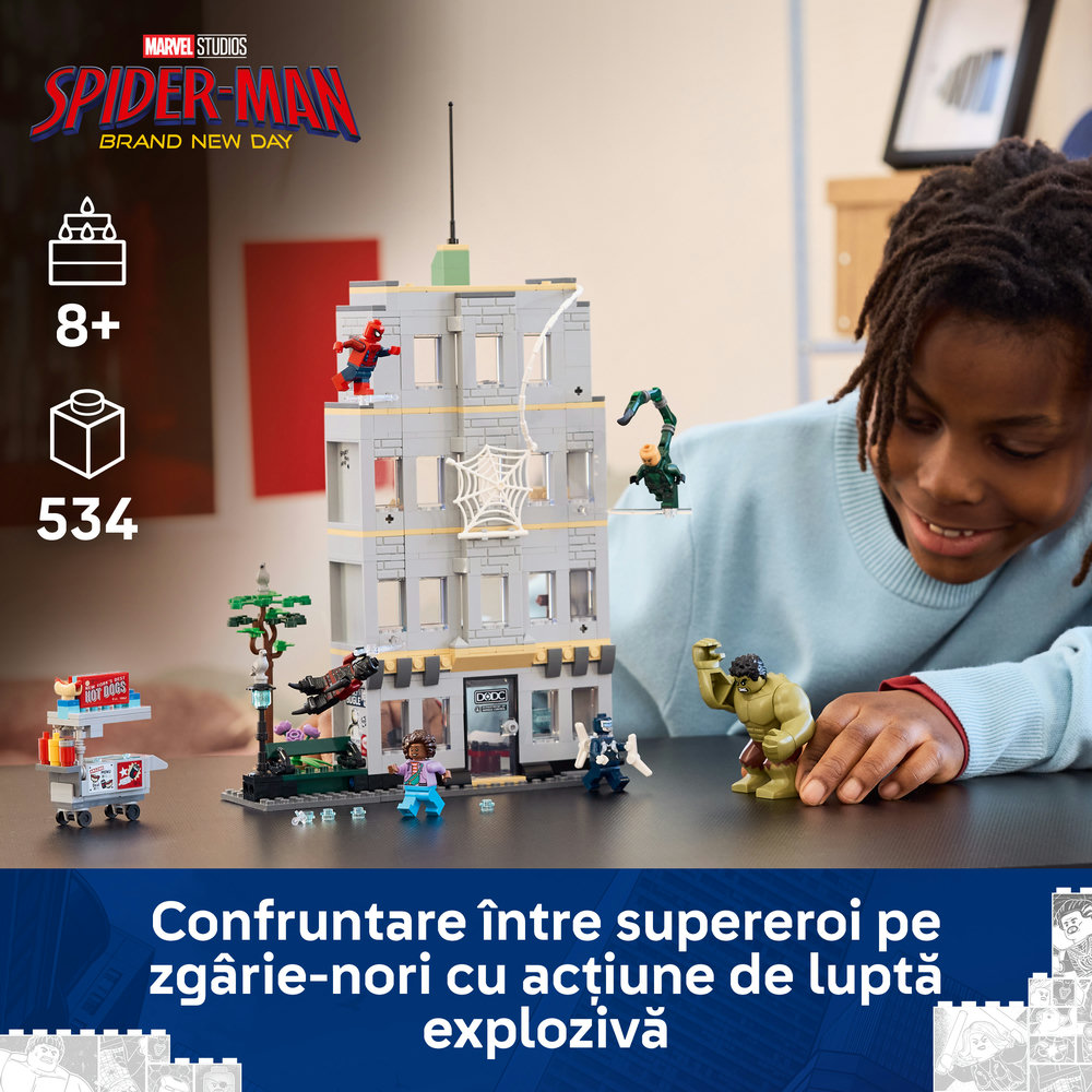 LEGO Marvel: Confruntarea memorabila dintre Omul-Paianjen si Hulk 76350, 8 ani+, 534 piese