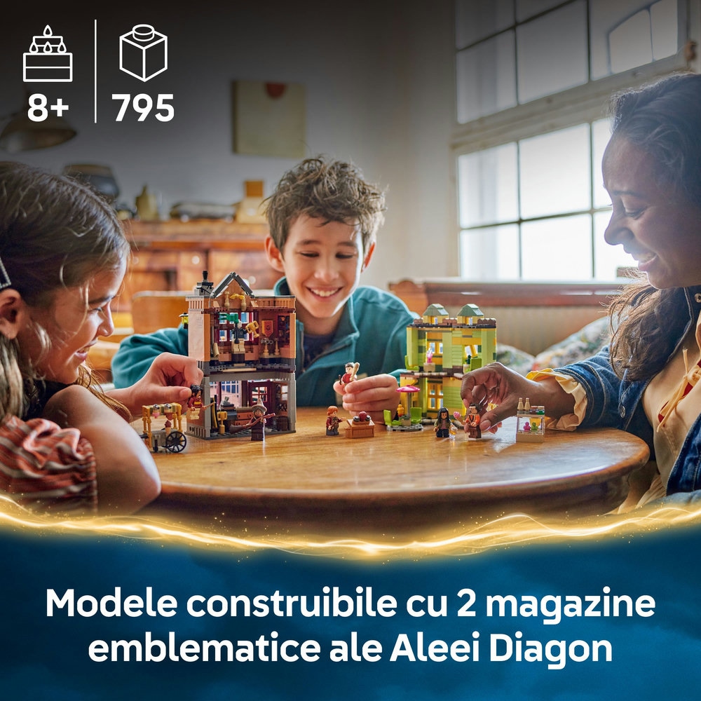 LEGO Harry Potter: Furnituri Vajthat de calitate si magazin de inghetata 76452, 8 ani+, 795 piese