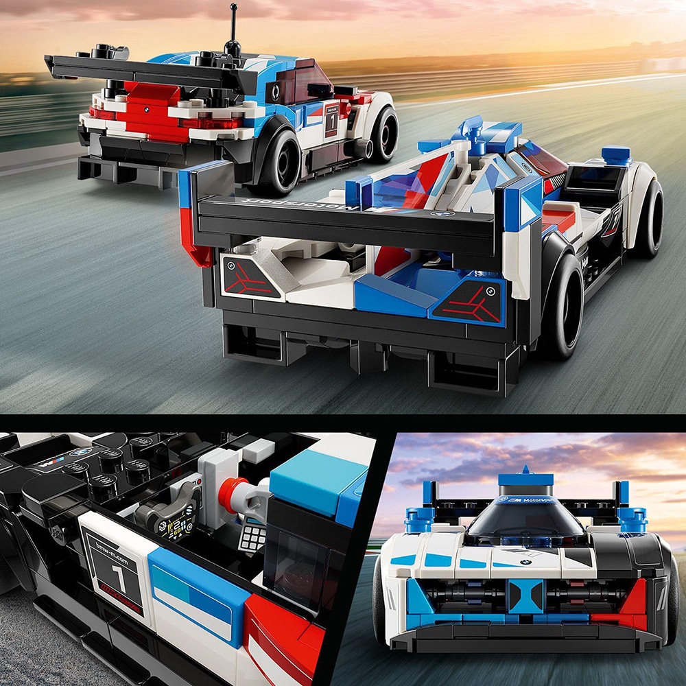 LEGO Speed Champions: Masini de curse BMW M4 GT3 si BMW M Hybrid V8 76922, 9 ani+, 676 piese