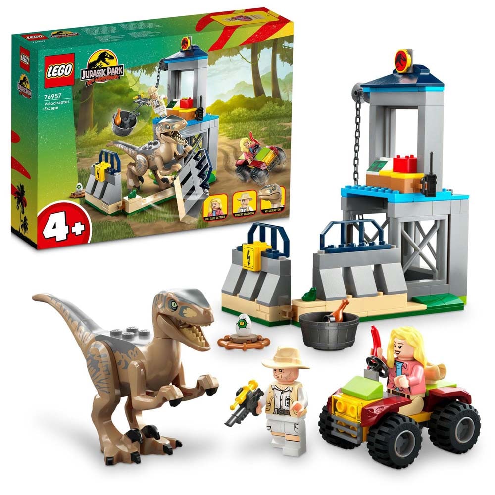 LEGO Jurassic World: Evadarea unui Velociraptor 76957, 4 ani+, 137 piese