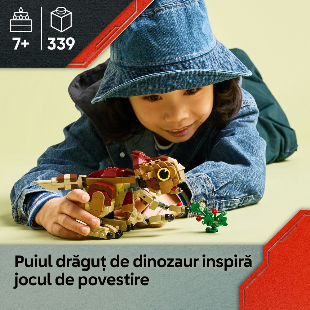 LEGO Jurassic World: Puiul de dinozaur Dolores - Aquilops 76970, 7 ani+, 339 piese