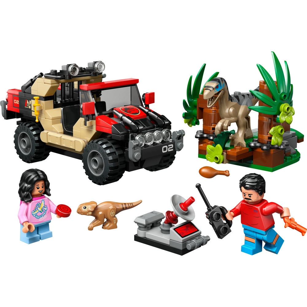 LEGO Jurassic World: Evadare off-road din calea unui Velociraptor 76972, 6 ani+, 285 piese