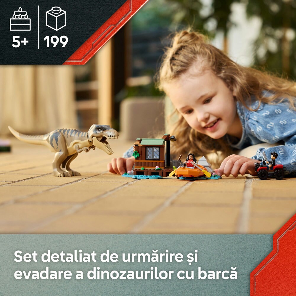 LEGO Jurassic World: Evadare pe rau din calea unui T. rex 76975, 5 ani+, 199 piese