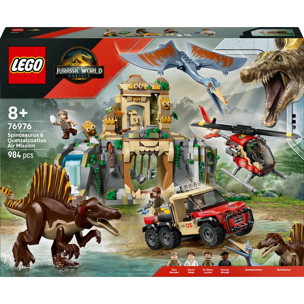 LEGO Jurassic World: Misiune aeriana cu Spinosaurus si Quetzalcoatlus 76976, 8 ani+, 984 piese