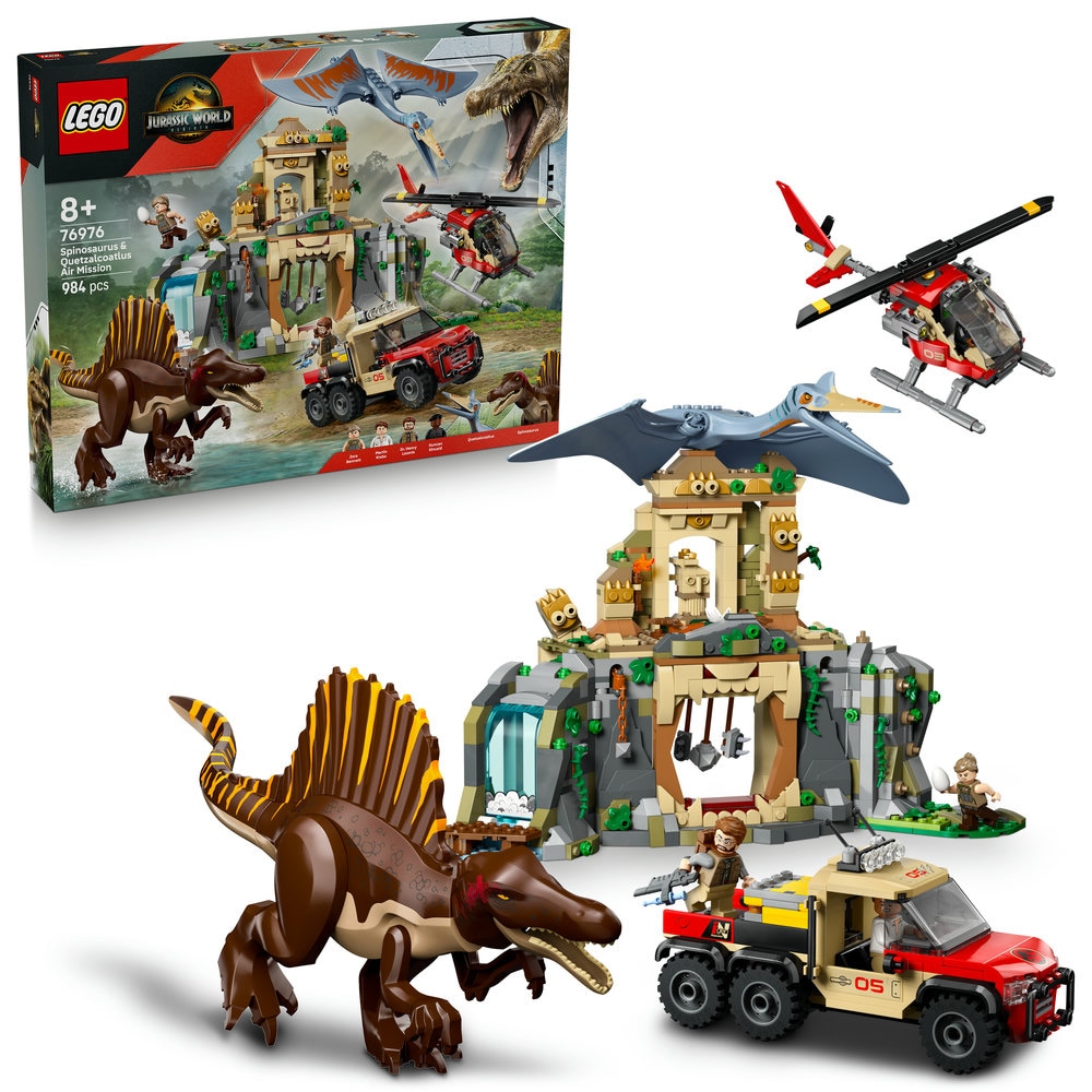 LEGO Jurassic World: Misiune aeriana cu Spinosaurus si Quetzalcoatlus 76976, 8 ani+, 984 piese