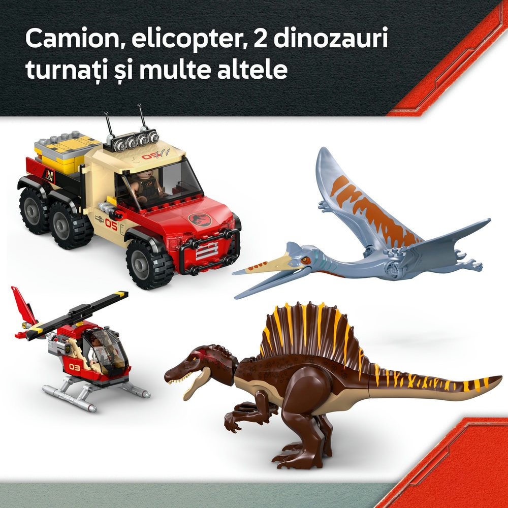 LEGO Jurassic World: Misiune aeriana cu Spinosaurus si Quetzalcoatlus 76976, 8 ani+, 984 piese