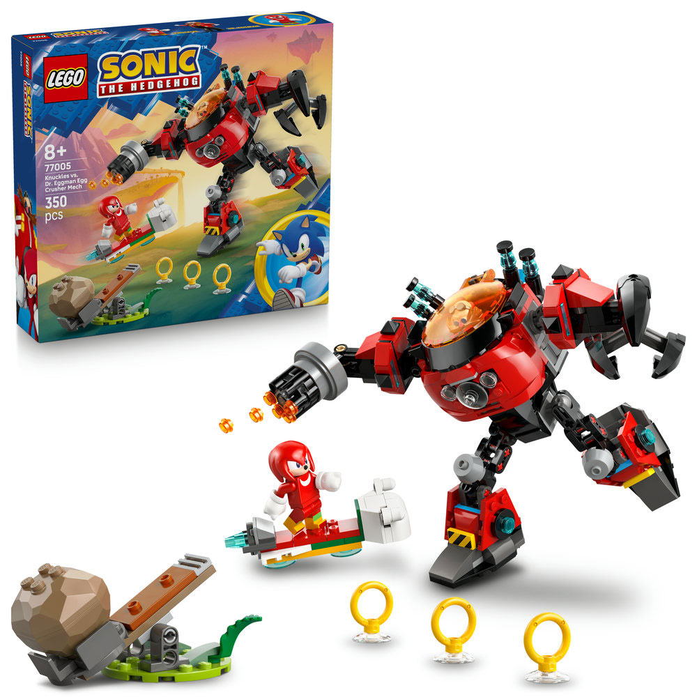 LEGO Sonic The Hedgehog: Knuckles vs. Dr. Eggman si robotul Egg Crusher 77005, 8 ani+, 350 piese