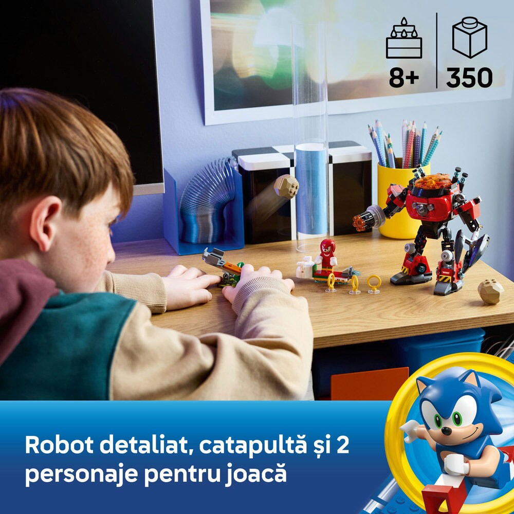 LEGO Sonic The Hedgehog: Knuckles vs. Dr. Eggman si robotul Egg Crusher 77005, 8 ani+, 350 piese