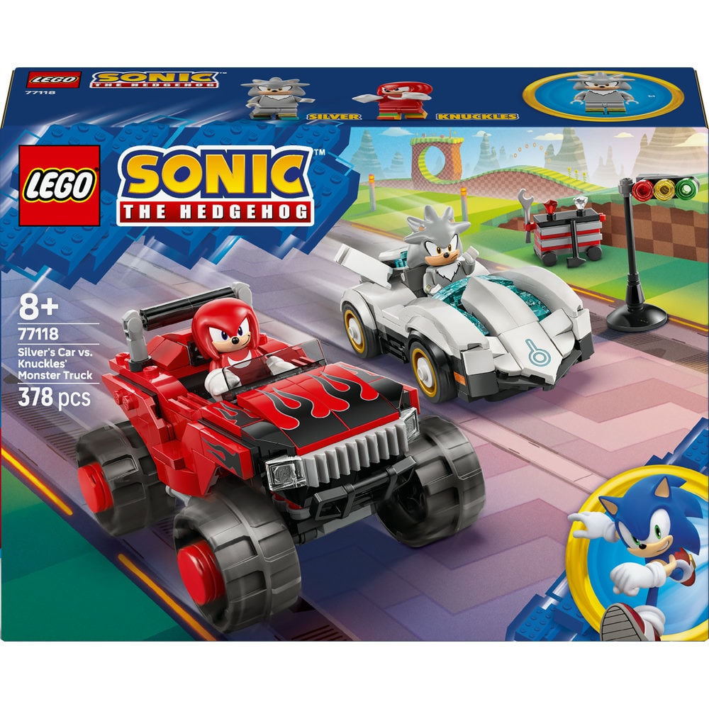 LEGO Sonic The Hedgehog: Masina lui Silver vs Camionul gigant al lui Knuckles 77118, 8 ani+, 378 piese