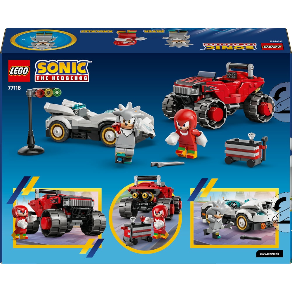 LEGO Sonic The Hedgehog: Masina lui Silver vs Camionul gigant al lui Knuckles 77118, 8 ani+, 378 piese