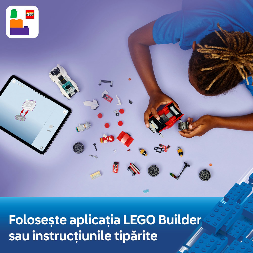 LEGO Sonic The Hedgehog: Masina lui Silver vs Camionul gigant al lui Knuckles 77118, 8 ani+, 378 piese