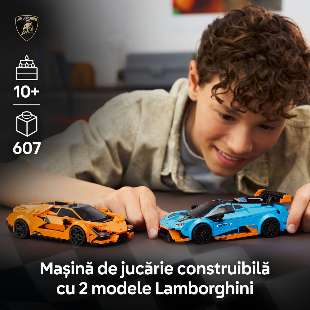LEGO Speed Champions: Lamborghini Revuelto si Huracan STO 77238, 10 ani+, 607 piese