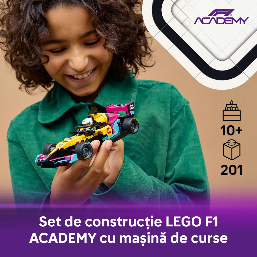 LEGO Speed Champions: Masina de curse LEGO F1 ACADEMY 77258, 10 ani+, 201 piese