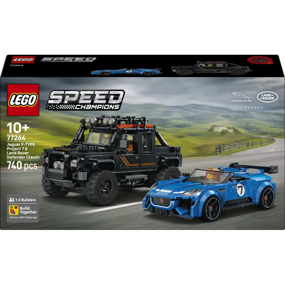 LEGO Speed Champions: Jaguar Project 7 si Land Rover Defender 77264, 10 ani+, 740 piese