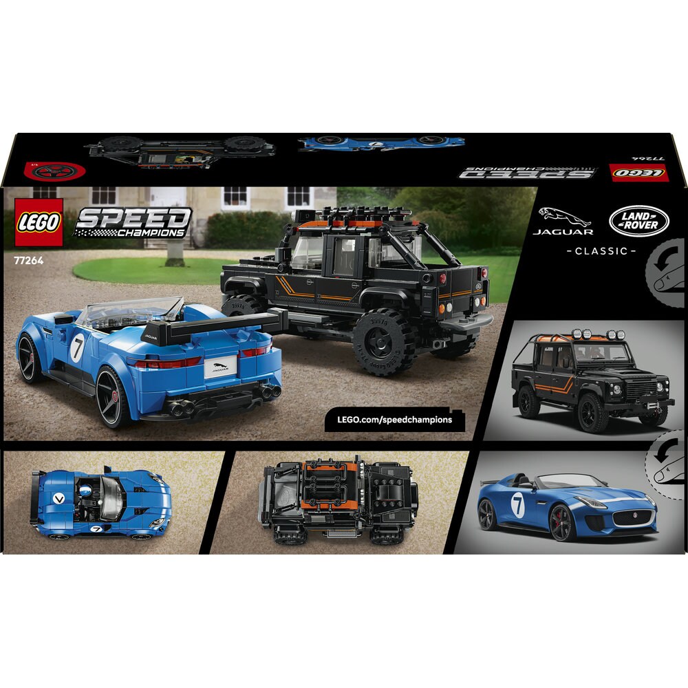 LEGO Speed Champions: Jaguar Project 7 si Land Rover Defender 77264, 10 ani+, 740 piese