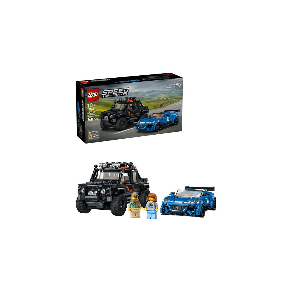 LEGO Speed Champions: Jaguar Project 7 si Land Rover Defender 77264, 10 ani+, 740 piese