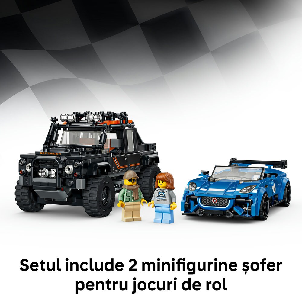 LEGO Speed Champions: Jaguar Project 7 si Land Rover Defender 77264, 10 ani+, 740 piese