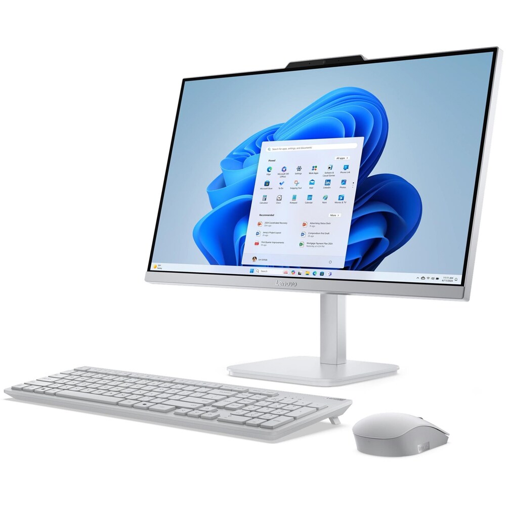 Sistem All in One LENOVO A100, 23.8" Full HD, Intel Core i3-N305 pana la 3.8GHz, 16GB, SSD 512GB, Intel UHD Graphics, FreeDos, Cloud Grey