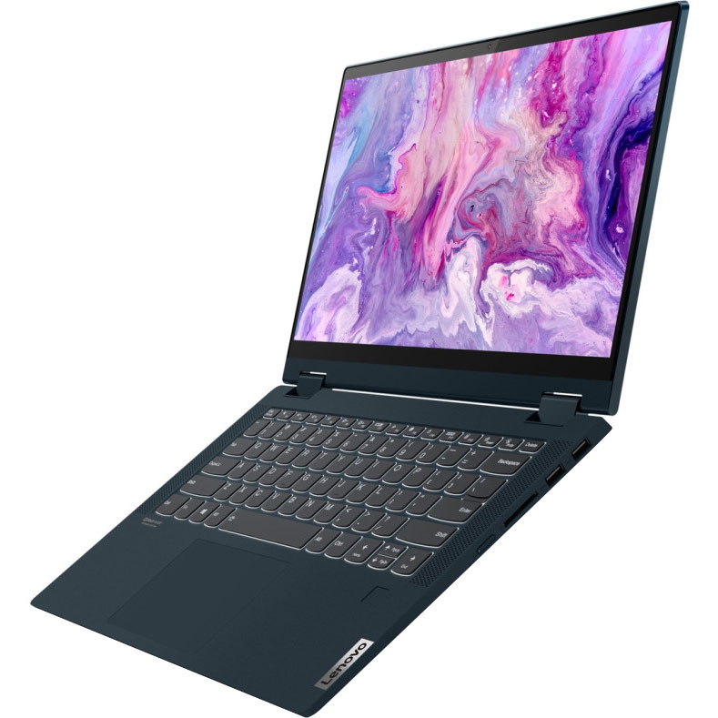 Laptop 2 in 1 LENOVO IdeaPad Flex 5 14ALC05, AMD Ryzen 5 5500U pana la 4.0GHz, 14" Full HD Touch, 16GB, SSD 512GB, AMD Radeon Graphics, Windows 11 Home, Abyss Blue
