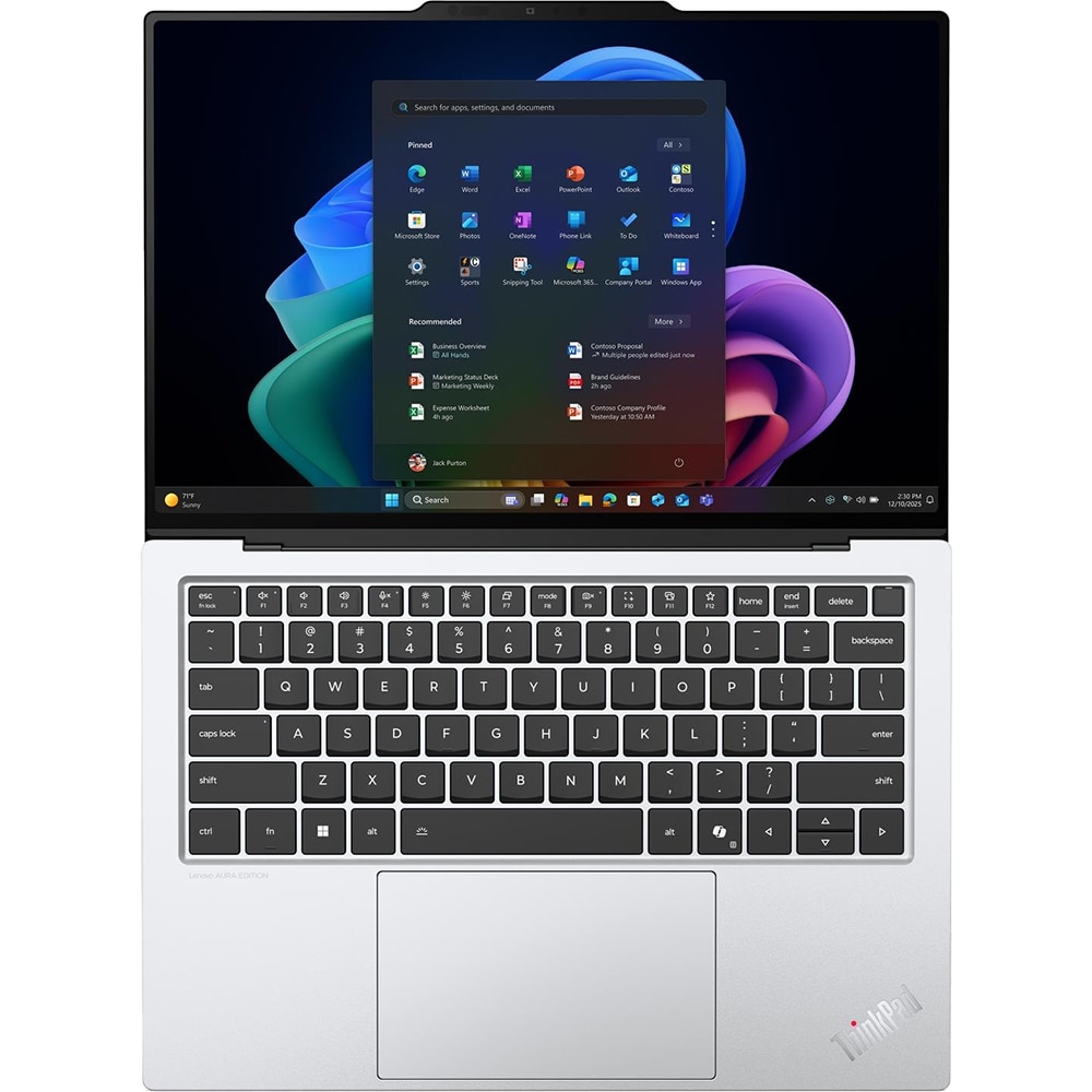 Laptop LENOVO ThinkPad X9-14 Gen 1 Aura Edition, Intel Core Ultra 7 258V pana la 4.5GHz, 14" 2.8K Touch, 32GB, SSD 1TB, Intel Arc 140V, Windows 11 Pro, White