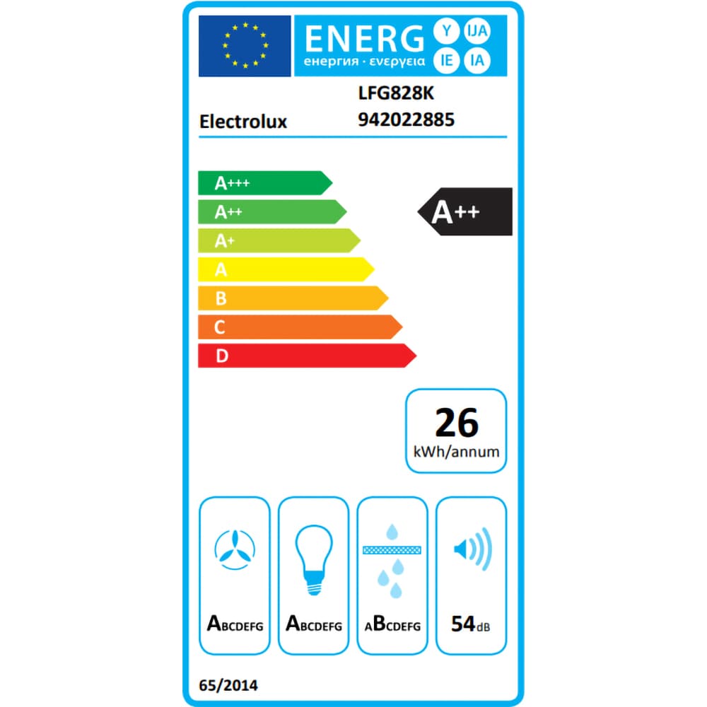 Hota incorporabila ELECTROLUX LFG828K, 1 motor, 650 m3/h, L 77 cm, negru