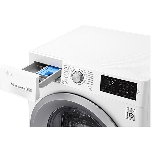 Masina de spalat rufe frontala LG F2J5WN4W, 6 Motion DD, 6.5kg, 1200rpm, Clasa A+++, alb