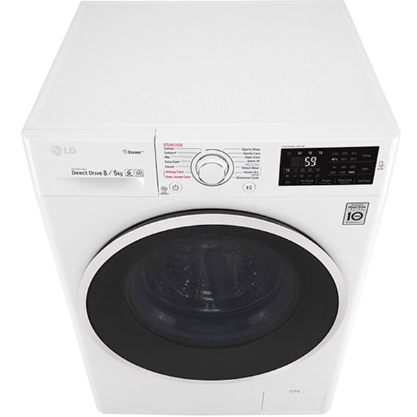 Masina de spalat rufe frontala cu uscator LG F4J6TG0W, Direct Drive, Steam, 8/5kg, 1400rpm, Clasa A, alb