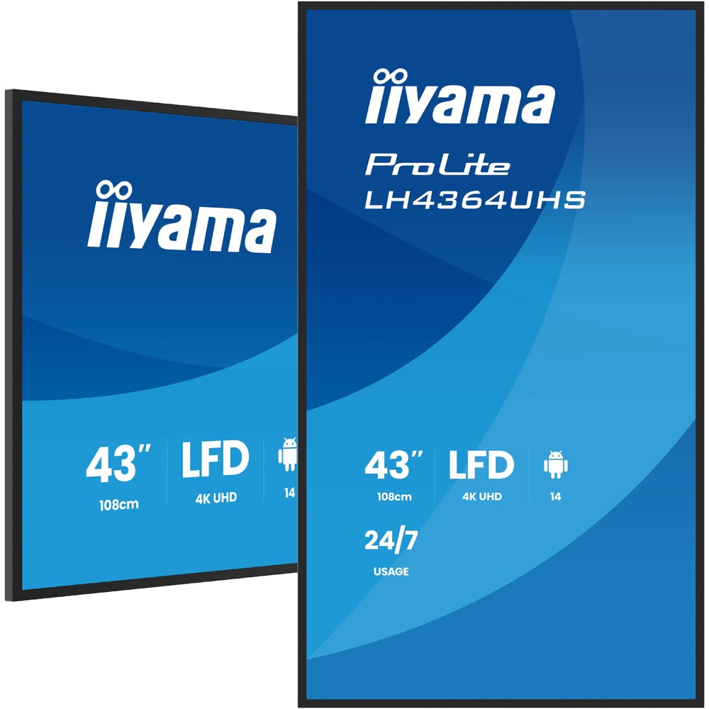 Display profesional LED VA IIYAMA ProLite LH4364UHS-B1AG, 43", 4K UHD, negru