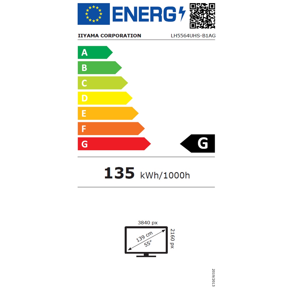 Display profesional LED VA IIYAMA ProLite LH5564UHS-B1AG, 55", 4K UHD, negru