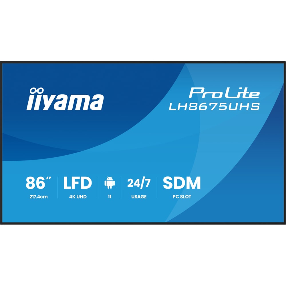 Display profesional LED IPS IIYAMA ProLite LH8675UHS-B2AG, 85.6", 4K UHD, negru