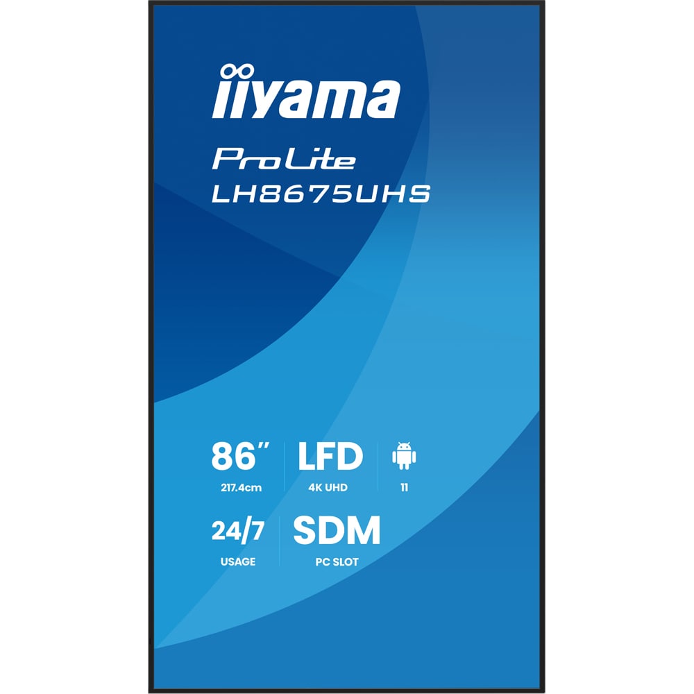 Display profesional LED IPS IIYAMA ProLite LH8675UHS-B2AG, 85.6", 4K UHD, negru