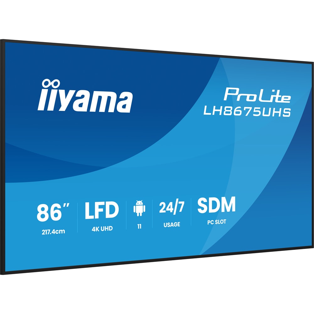 Display profesional LED IPS IIYAMA ProLite LH8675UHS-B2AG, 85.6", 4K UHD, negru