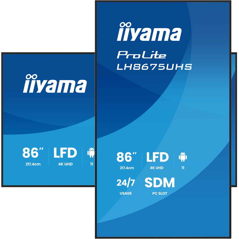 Display profesional LED IPS IIYAMA ProLite LH8675UHS-B2AG, 85.6", 4K UHD, negru