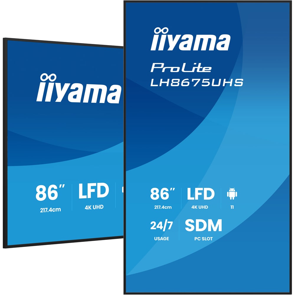 Display profesional LED IPS IIYAMA ProLite LH8675UHS-B2AG, 85.6", 4K UHD, negru