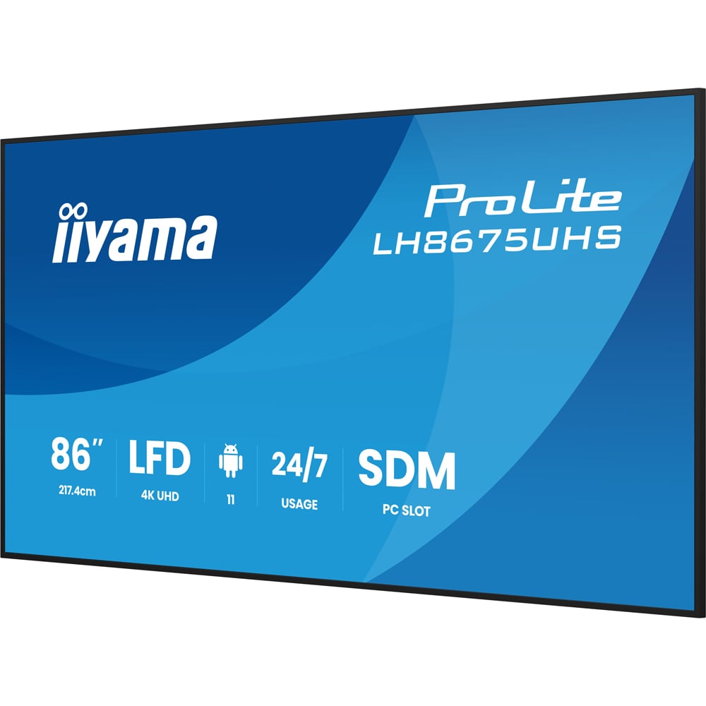 Display profesional LED IPS IIYAMA ProLite LH8675UHS-B2AG, 85.6", 4K UHD, negru