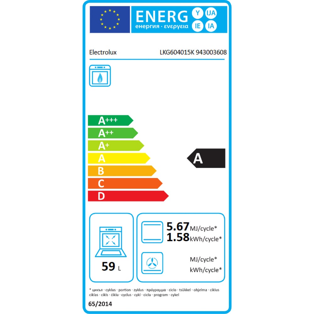 Aragaz ELECTROLUX LKG604015K, 4 arzatoare, Gaz, L 60 cm, Grill, negru