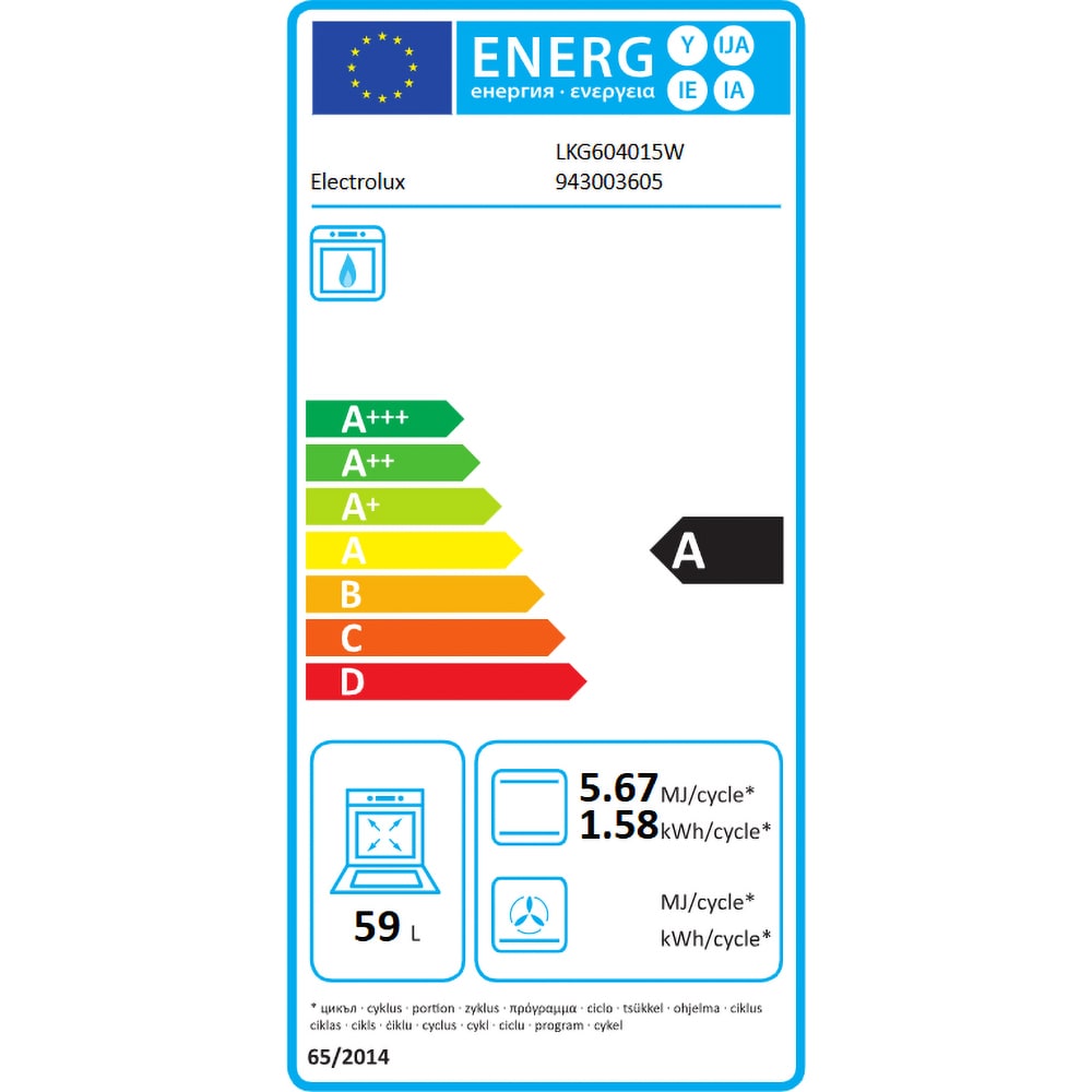 Aragaz ELECTROLUX LKG604015W, 4 arzatoare, Gaz, L 60 cm, Grill, alb