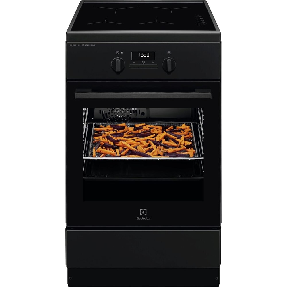 Aragaz ELECTROLUX LKI564267K, SteamBake, 4 arzatoare, Electric, L 50 cm, Grill, negru