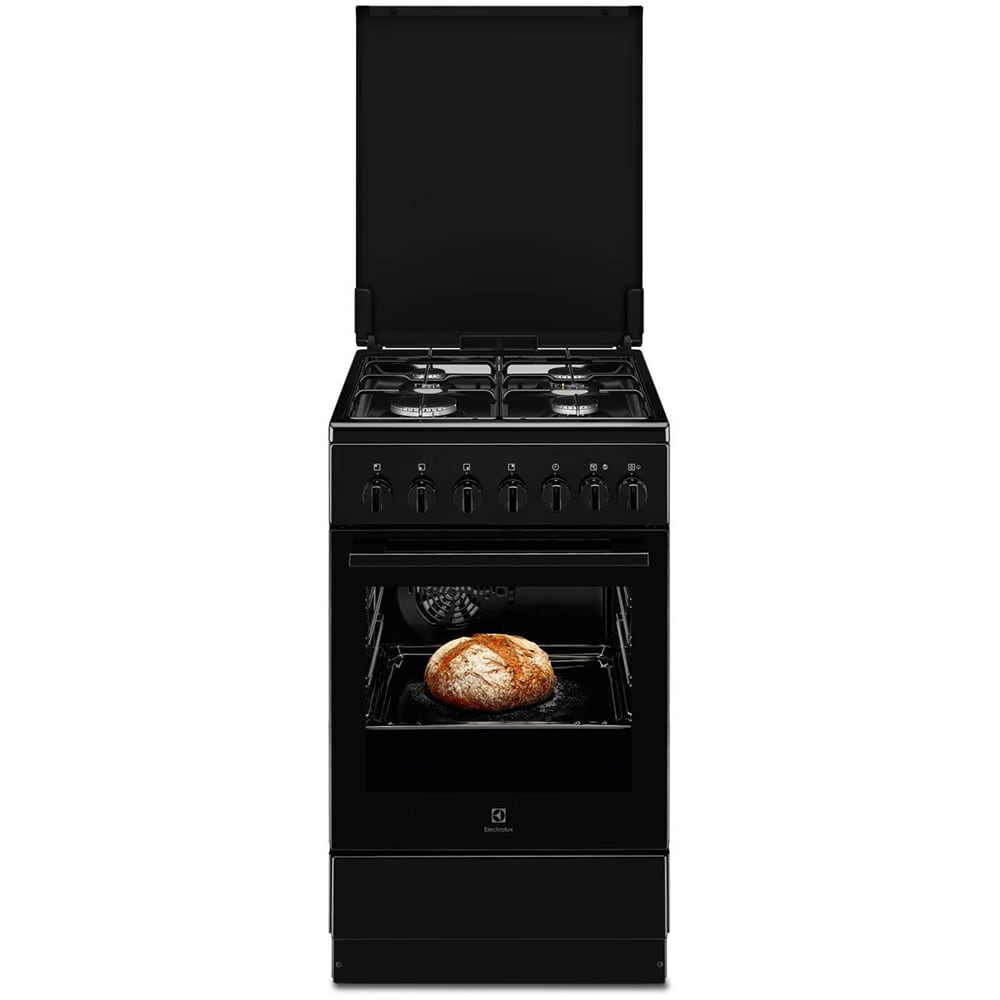 Aragaz ELECTROLUX LKK560012K, SteamBake, 4 arzatoare, Gaz + Electric, L 50 cm, Grill, negru