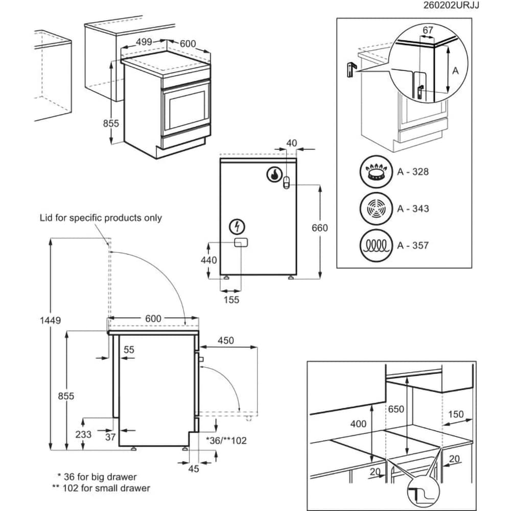 Aragaz ELECTROLUX LKK560012K, SteamBake, 4 arzatoare, Gaz + Electric, L 50 cm, Grill, negru