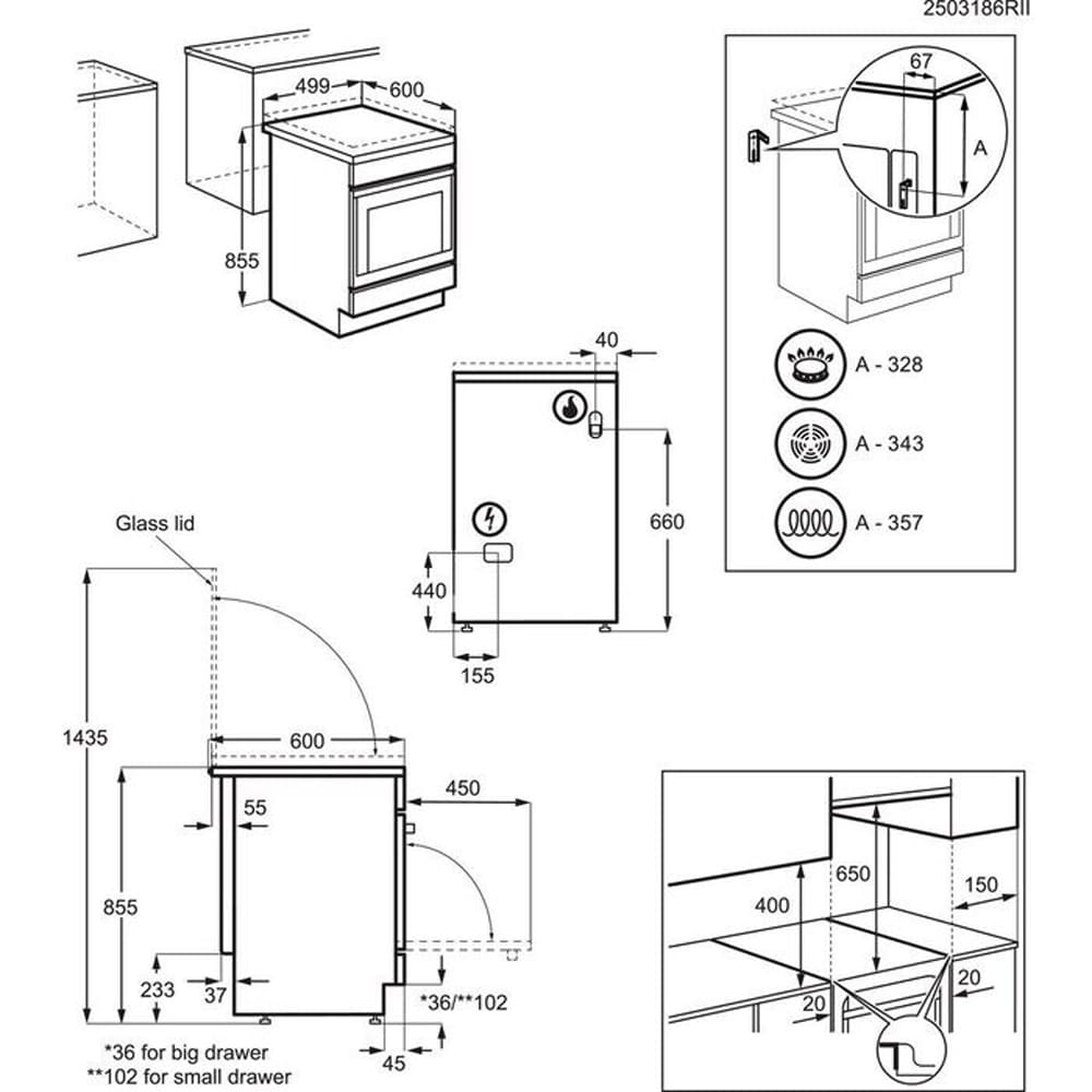 Aragaz ELECTROLUX LKK560222X, AirFry, 4 arzatoare, Gaz + Electric, L 50 cm, Grill, inox