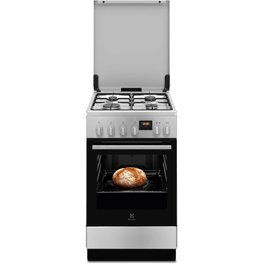 Aragaz ELECTROLUX LKK560223X, SteamBake, 4 arzatoare, Gaz + Electric, L 50 cm, Grill, inox